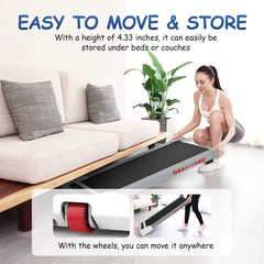 Walking Pad Treadmill Under Desk,Portable Mini Treadmill 265 lbs Capacity with Remote Control,Installation-Free Jogging Machine for Home/Office,Bluetooth and LED Display.