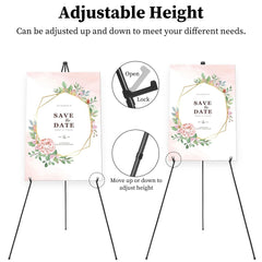 2 Pack Easel Stand for Display 61in Collapsible A Frame Tripod Easel Iron Alloy Drawing Stand with 2 Carry Bags for Wedding Poster Art Drawing Meeting