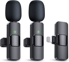 Wireless Lavalier Lapel Microphone for iPhone 15 Series/Android/Computer - Bluetooth Mini Phone Microphones for Video Recording - 2 Clip on Mics with USB C Interface for Tiktok YouTube Vlog