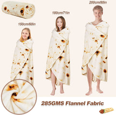 RAINBEAN 71IN Burritos Double Sided Blankets Adult Size, Tortilla Blanket for Kids, Cool Stuff Gifts for Man and Boys, Novelty Food Wrap Blanket, Taco Blankets for Birthday Gifts White Elephant