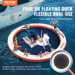 VEVOR Inflatable Floating Dock ø10FT Water Dock Platform with ø8FT Mesh Pool