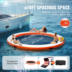 VEVOR Inflatable Floating Dock ø10FT Water Dock Platform with ø8FT Mesh Pool
