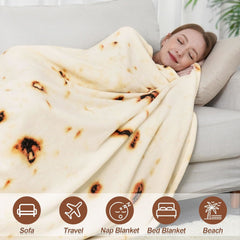RAINBEAN 71IN Burritos Double Sided Blankets Adult Size, Tortilla Blanket for Kids, Cool Stuff Gifts for Man and Boys, Novelty Food Wrap Blanket, Taco Blankets for Birthday Gifts White Elephant