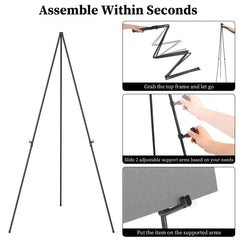 2 Pack Easel Stand for Display 61in Collapsible A Frame Tripod Easel Iron Alloy Drawing Stand with 2 Carry Bags for Wedding Poster Art Drawing Meeting