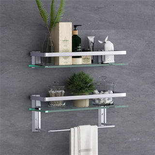 Glass Bathroom Shelf 15.7in Bathroom Shelf Wall Mounted Floating Glass...