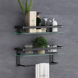Glass Bathroom Shelf 15.7in Bathroom Shelf Wall Mounted Floating Glass...