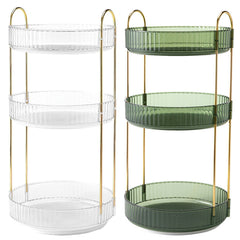 3 Tier Rotating Makeup Organizer 360° Spinning Perfume Cosmetic Storage Tray 55LBS Load Countertop Shelves for Lotion Lipstick