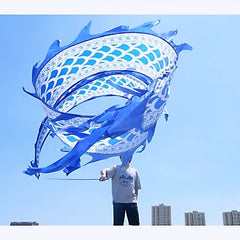 3D Colorful Dragon Silk-Like Flowy Spinning & Shaking Poi - Flinging The Dragon Spiral Practice Ribbon Streamer with Fiberglass Handsticks + Travel Bag!