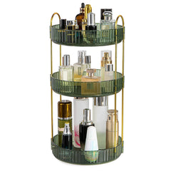 3 Tier Rotating Makeup Organizer 360° Spinning Perfume Cosmetic Storage Tray 55LBS Load Countertop Shelves for Lotion Lipstick