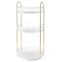 3 Tier Rotating Makeup Organizer 360° Spinning Perfume Cosmetic Storage Tray 55LBS Load Countertop Shelves for Lotion Lipstick