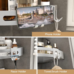 Shower Corner Shelf Caddy 2 Pack shower Organizer Corner No Drill Shower Storage Rust Proof Bathroom Corner Wall Shelf shampoo holder Silver