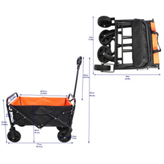 Folding Wagon Garden Shopping Beach Cart (black+yellow)