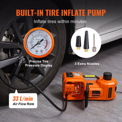 VEVOR Electric Car Jack, 5 Ton/11023 LBS Hydraulic Car Jack, Portable Car Jack Lifting with Built-in Inflatable Pump and LED Light, Car Jack for SUV MPV Sedan Truck Change Tires Garage Repair