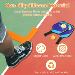 12Pcs Pickle Ball Court Marking Kit 8Pcs T-Shaped Markers 4Pcs L-Shaped Markers Throw Down Silicone Pickleball Court Lines Reusable Boundary Lines with Storage Bag