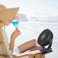10000mAh Rechargeable Portable;  8-Inch Battery Operated Clip on Fan;  USB;  4 Speeds;  Strong Airflow;  Sturdy Clamp for Office Desk Golf Car Outdoor Travel Camping Tent Gym Treadmill