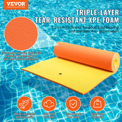 VEVOR Lily Pad Floating Mat, Large 18x6 FT Floating Water Pad, 3-Layer Floating Dock for Adults Kids, 1.3" Thick Tear-Resistant XPE Foam Raft, Floating Island for Lake, Pool, Ocean, Beach, and Boating