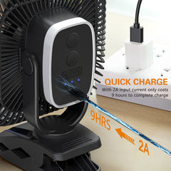 20000mAh Rechargeable Portable Fan with Light;  8-inch Battery Operated Clip on Fan;  78 Hours Work Time;  Quiet;  Strong Airflow USB Fan;  4 Speeds Personal Fan;  Ideal for Outdoor Camping Hurricane