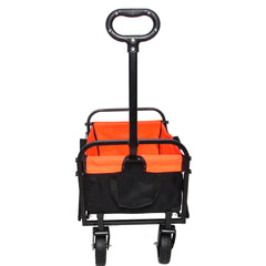 Folding Wagon Garden Shopping Beach Cart (black+yellow)