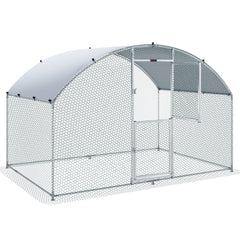 VEVOR Large Metal Chicken Coop with Run, Walkin Chicken Coop for Yard with Waterproof Cover, 6.6 x 9.8 x 6.6 ft, Dome Roof Large Poultry Cage for Hen House, Duck Coop and Rabbit Run, Silver