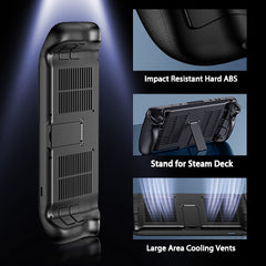 Unique Backshell for Steam Deck Case with Cooling Vents and Stand, Anti-Scratch Dustproof Protective Steam Deck Cover, Premium ABS Replacement Shell for Steam Deck Accessories